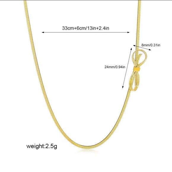 Minimalist Knot Bow Choker Necklace for Women 18k Gold Plated Stainless Steel - Picture 6 of 7